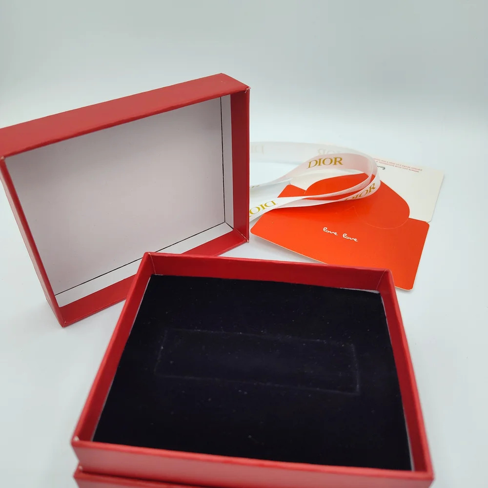 Christian Dior Red Gift Box Ribbon Card Set Authentic Luxury Packaging Storage - Picture 4 of 5